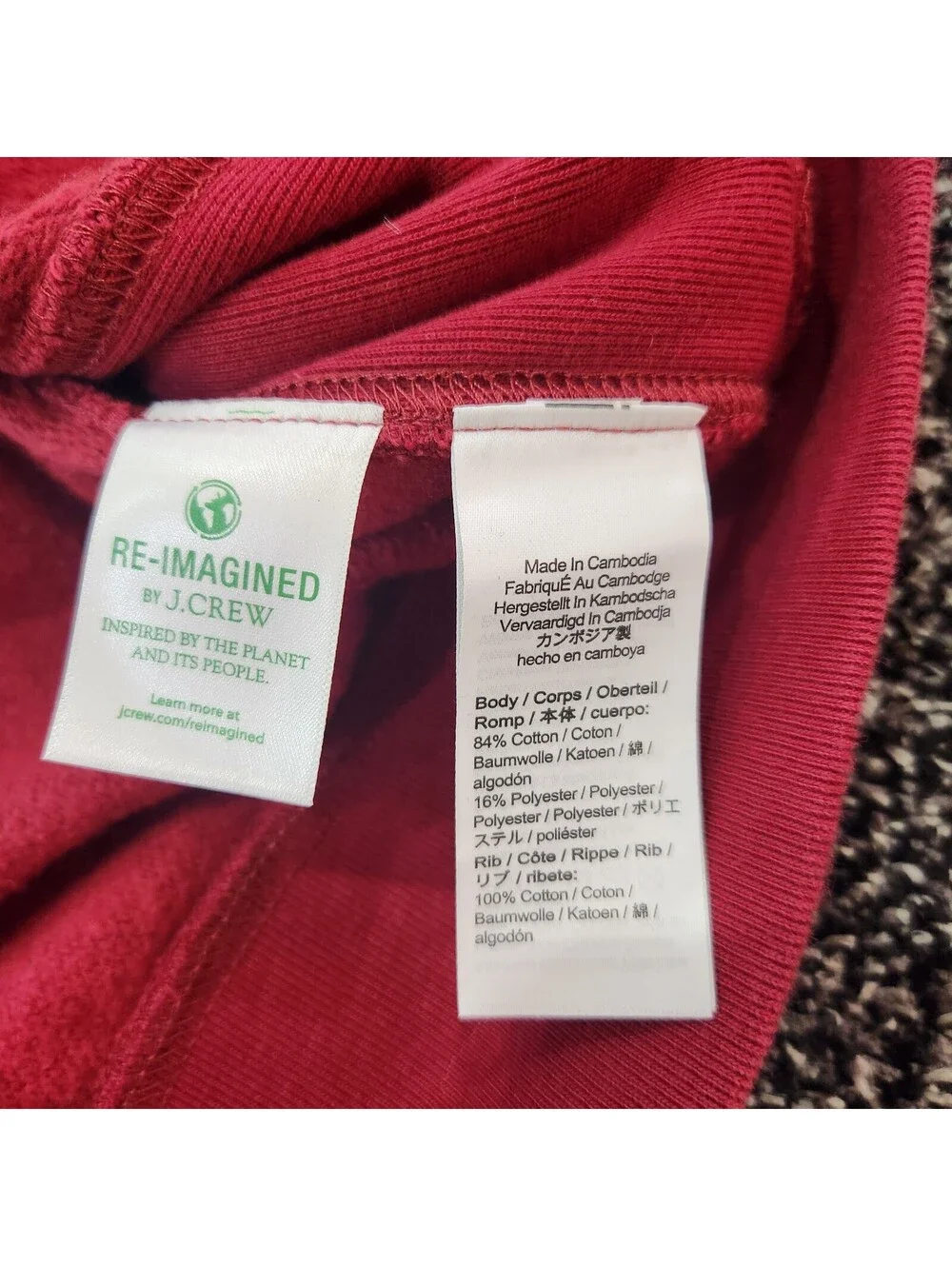 J. Crew Re-Imagined Red Crewneck Sweatshirt Pullover Mens Medium Cotton Blend